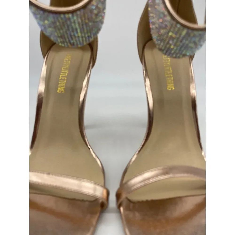 PrettyLittleThing Rose Gold Rhinestone Stiletto Size 5 - Picture 6 of 8